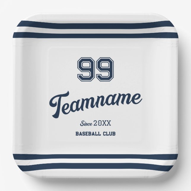 Navy Baseball Club Benutzerdefinierte Player-Numme Pappteller (Vorderseite)