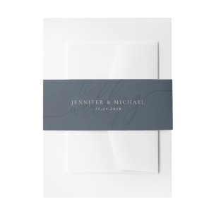 Navy Basic Blau Und Elfenbein Hochzeit Einladungsbanderole