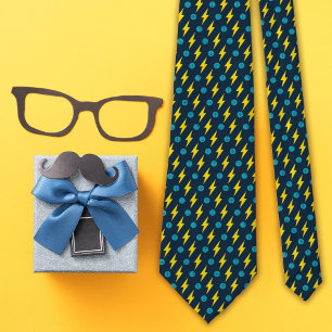 Navy Basketball und Thunder Lightning Bolt Muster Krawatte