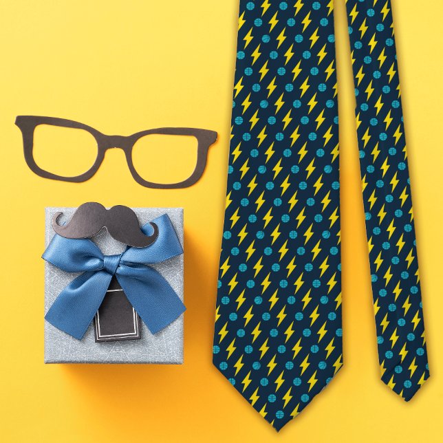 Navy Basketball und Thunder Lightning Bolt Muster Krawatte (Von Creator hochgeladen)