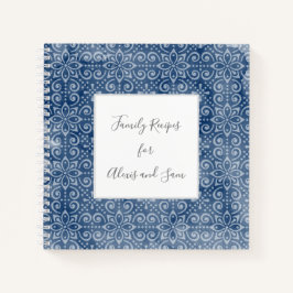 Navy Batik Personalisiert Family Rezept Notebook Notizbuch