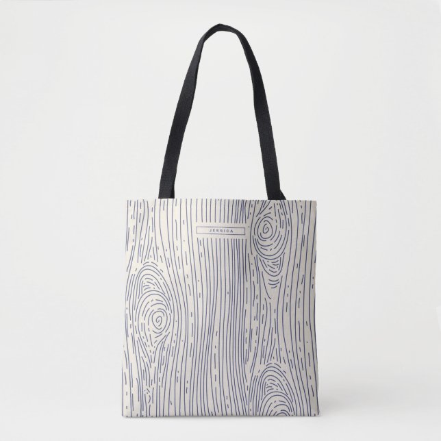 Navy Beige Holz Grain Abstraktes Muster (Vorderseite)