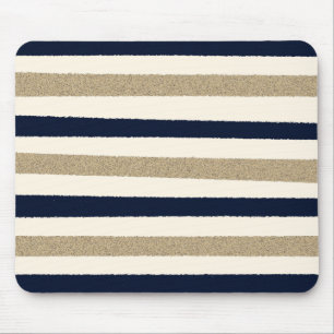 Navy / Beige / Weißbuch Streifen Mousepad
