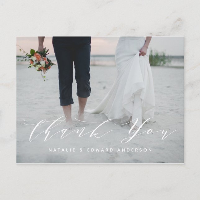 Navy bemalt + Skript-Foto danke Postcard Postkarte (Vorderseite)