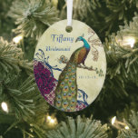 Navy & Berry Berry Elegant Damask Peacock Wedding Ornament Aus Metall<br><div class="desc">Navy und Berry Berry Elegant Damask Peacock Hochzeitseinladungen Verlobung,  Jubiläum,  Hochzeit Ihres Fotos Wrapped Canvas Fotos</div>