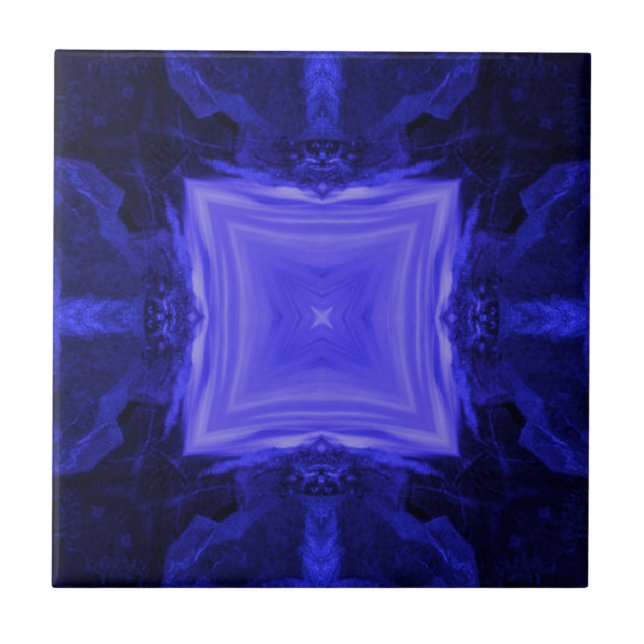 Navy Black Blue Geometric art electric Fliese (Vorderseite)