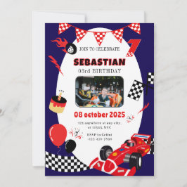 Navy & Black Race Geburtstagsfeier Einladung Custo