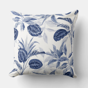 Navy/Black Reversible Floral Pillow Kissen