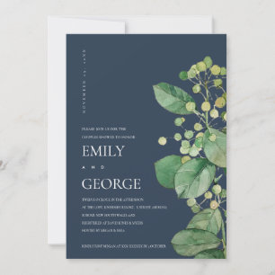NAVY BLÄTTER FOLIAGE GREENERY COUPLE SHOWCARD DANKESKARTE