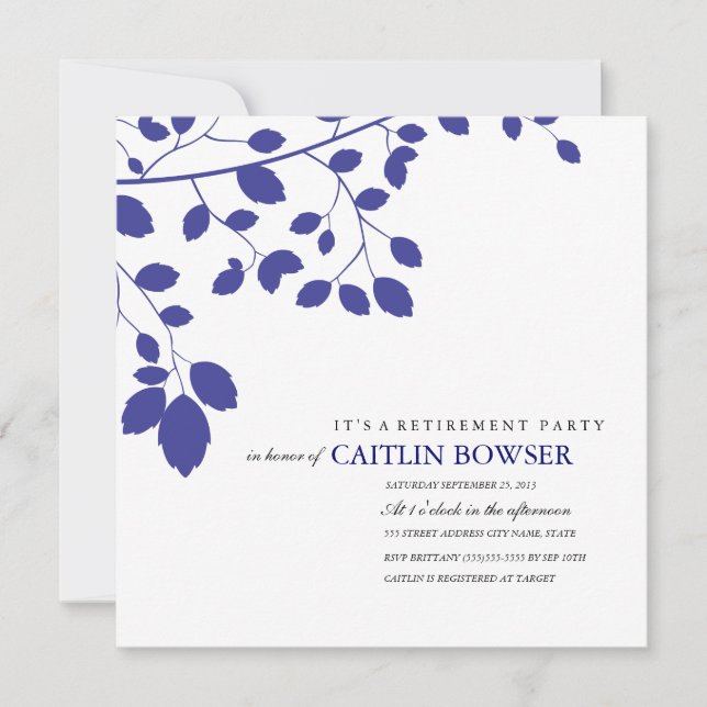 Navy Blätter Retirement Party Einladung (Vorderseite)