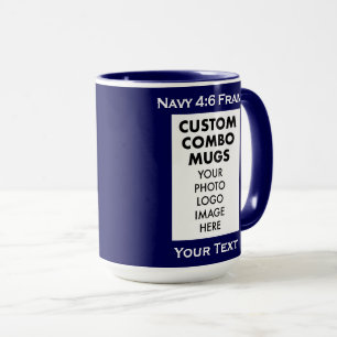 Navy Blau 4:6 Bilderrahmen 2 Fotos Benutzerdefinie Tasse