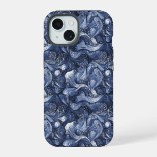 Navy Blau Abstrakt iPhone 15 Hülle
