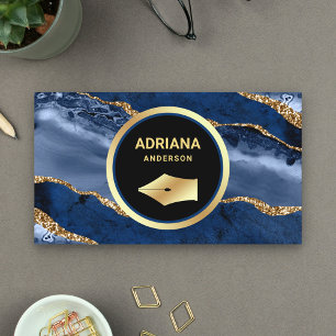 Navy-Blau-Achat-Anwalt-Rechtsanwalt-Gold-Feder Visitenkarte