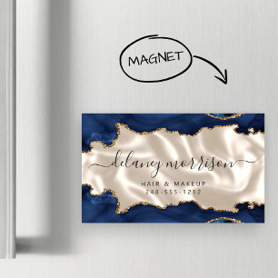 Navy Blau Achat Gold Glitter Elfenbein Luxus Magnetische Visitenkarte