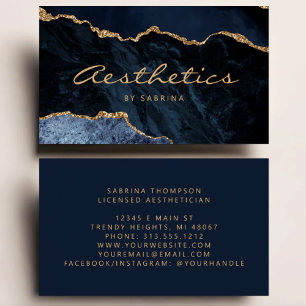 Navy-Blau-Achat-Gold-Glitter-Luxus-Ästhetikerin Visitenkarte