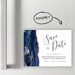 Navy Blau Achat Magnetische Hochzeit Save the Date Magnetkarte