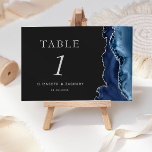 Navy Blau Achat Silber Schiefer Schwarz Hochzeit Tischnummer