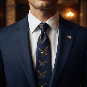 Navy Blau Antiques Gold Weißkopfseeadler Erbe Krawatte