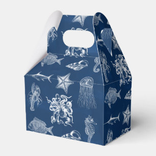 Navy Blau Aquarell-Ozean-Meereslebewesen  Geschenkschachtel