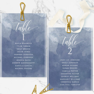 Navy Blau Aquarell Sitzplan Karte Gastname