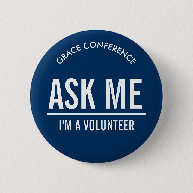 Navy Blau Ask Me Freiwillige Button (Vorderseite)