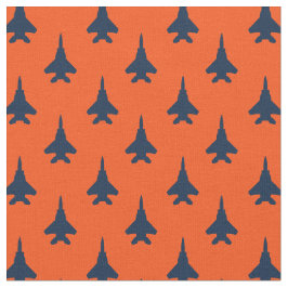 Navy Blau auf Orange Eagle Fighter Jet Muster Stoff