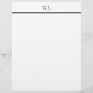 Navy Blau Bar Monogramm Briefkopf Schreibwaren
