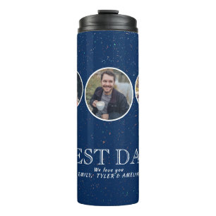 Navy Blau Bester Vater Vatertag 3 Foto Collage Thermosbecher