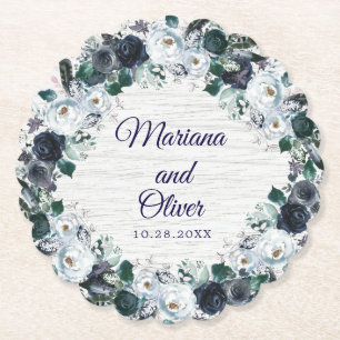 Navy Blau Boho Florale Hochzeit Untersetzer
