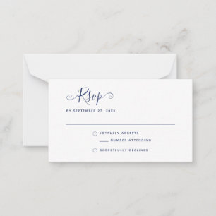 Navy Blau Boho Stilvolles Skript RSVP Hochzeit Mitteilungskarte