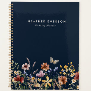 Navy Blau Boho Wildblumen Blumenplaner Planer