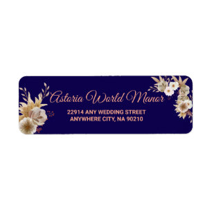 Navy Blau Burgunder Gold Röte Hochzeitsadressetike