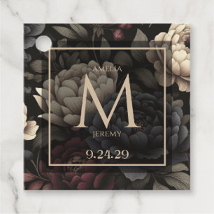 Navy Blau & Burgunder Rot Moody Floral Geschenkanhänger