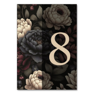 Navy Blau & Burgunder Rot Moody Floral Tisch 8 Tischnummer