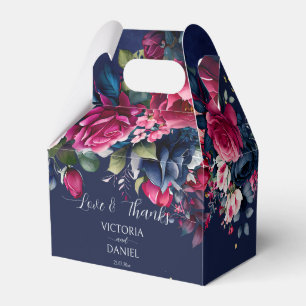 Navy blau burgundy rosa Rosen Hochzeit danke Geschenkschachtel