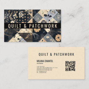 Navy Blau Creme Quilt Patchwork Handmade Kleidung Visitenkarte