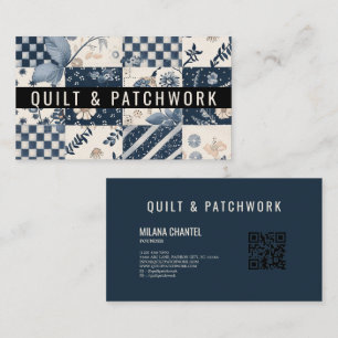 Navy Blau Creme Quilt Patchwork Handmade Kleidung Visitenkarte