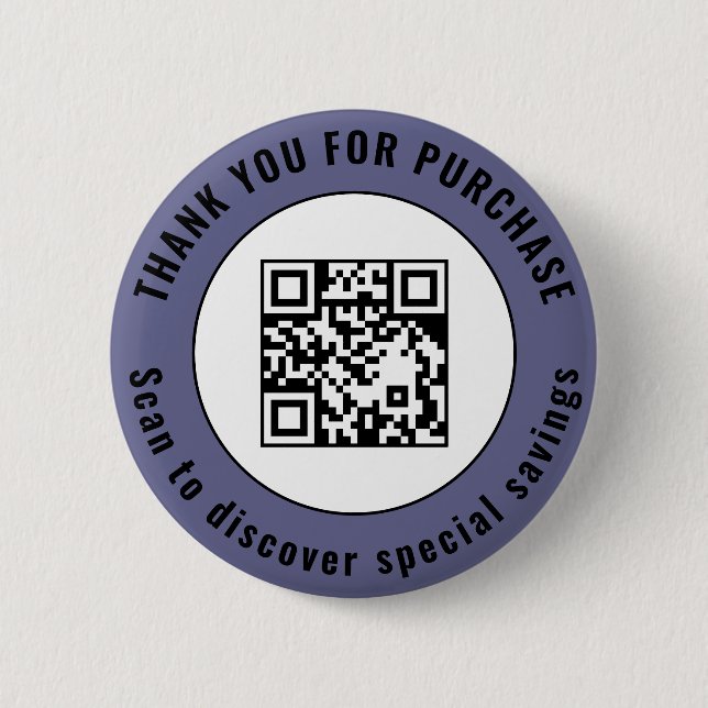 Navy Blau Danke Scanne Mich Werbe-QR-Design Button (Vorderseite)