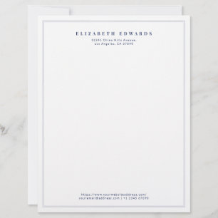 Navy Blau Doppelte Umrandung Einfach Elegant Minim Briefbogen