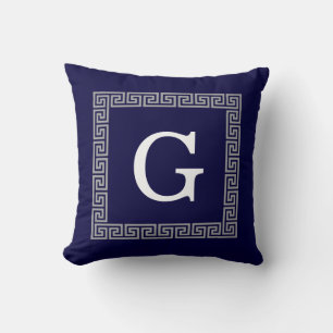 Navy Blau Dunkelgrau Griechischer Schlüssel #1 Rah Kissen