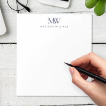 Navy Blau Einfach Elegant Modernes Monogramm