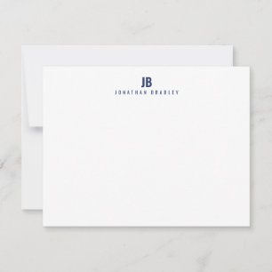 Navy Blau Einfaches Modernes Monogramm Professiona Mitteilungskarte