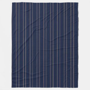 Navy Blau Elfenbein Gold Pinstripes Fleecedecke