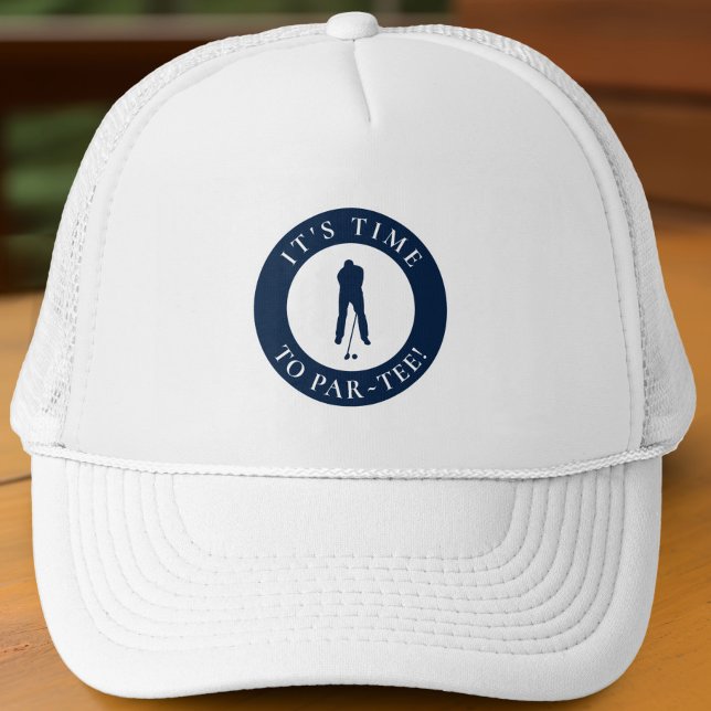 Navy Blau Es ist Zeit zum Abschlag Humorvoller Gol Truckerkappe (Navy Blue Its Time to Par Tee Humorous Golf Trucker Hat For Him)