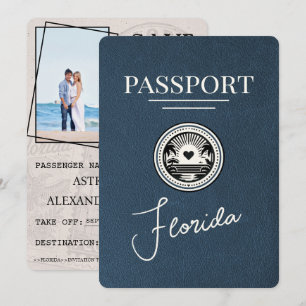 Navy Blau Florida Reisepass Save The Date