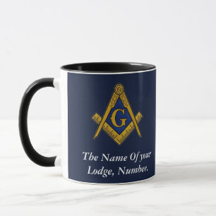 Navy Blau Freimaurer Maurer Winkelmaß Zirkel Tasse
