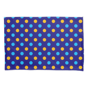 Navy Blau Gelb Cyan Punkte Design Kissenbezug