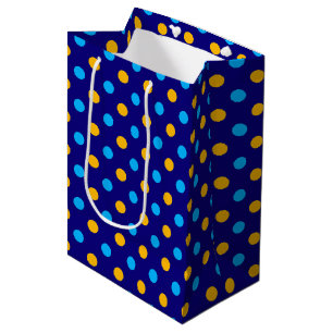 Navy Blau Gelb Cyan Punkte Design Mittlere Geschenktüte