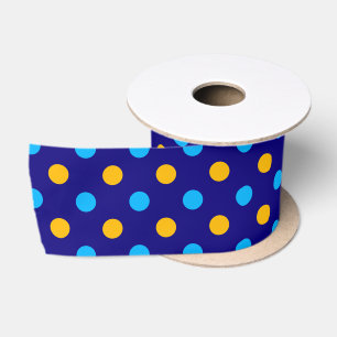 Navy-Blau Gelb Cyan-Punkte-Design Satinband