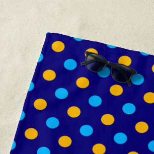 Navy Blau Gelb Cyan Punkte Design Strandtuch